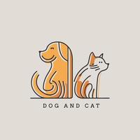 gato y perro personajes logo mascota dibujos animados estilo vector ilustración