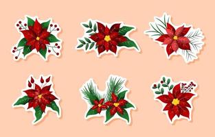 Journal Templates Poinsettias Sticker Set vector