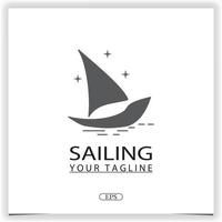 Simple Sailboat dhow boat ship on Sea Ocean  logo premium elegant template vector eps 10