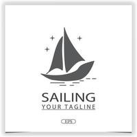 Simple Sailboat dhow boat ship on Sea Ocean  logo premium elegant template vector eps 10