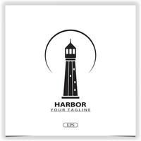 Lighthouse Searchlight Beacon Tower Island Beach logo design inspiration, harbor logo premium elegant template vector eps 10