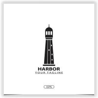 Lighthouse Searchlight Beacon Tower Island Beach logo design inspiration, harbor logo premium elegant template vector eps 10