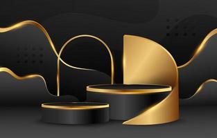 Black Gold 3D Podium Background vector