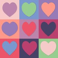 establecer colecciones de iconos de forma de amor de corazones en color pastel ilustraciones vectoriales eps10 para el fondo vector