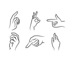 dibujado a mano mano gesto conjunto vector línea ilustración
