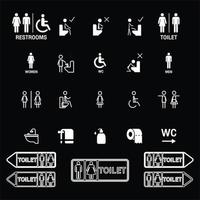 Toilet line icon set. WC sign. Men,women,mother with baby and handicap symbol. Restroom for male, female, transgender, disabled. Vector graphics