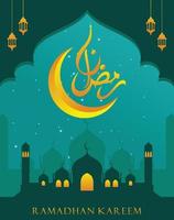 texto caligráfico árabe de ramadan kareem para la celebración musulmana. Ramadán diseño creativo celebración islámica para impresión, tarjeta, afiche, pancarta, etc. vector