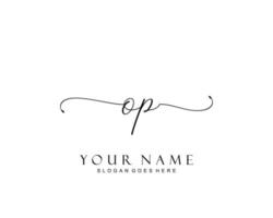 Initial OP beauty monogram and elegant logo design, handwriting logo of initial signature, wedding, fashion, floral and botanical with creative template. vector