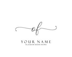 Initial OF beauty monogram and elegant logo design, handwriting logo of initial signature, wedding, fashion, floral and botanical with creative template. vector
