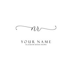Initial NR beauty monogram and elegant logo design, handwriting logo of initial signature, wedding, fashion, floral and botanical with creative template. vector