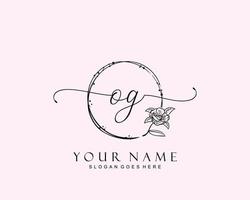 Initial OG beauty monogram and elegant logo design, handwriting logo of initial signature, wedding, fashion, floral and botanical with creative template. vector