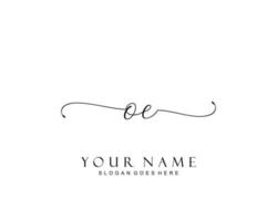 Initial OE beauty monogram and elegant logo design, handwriting logo of initial signature, wedding, fashion, floral and botanical with creative template. vector