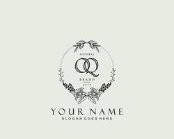 Initial OQ beauty monogram and elegant logo design, handwriting logo of initial signature, wedding, fashion, floral and botanical with creative template. vector