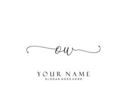 Initial OW beauty monogram and elegant logo design, handwriting logo of initial signature, wedding, fashion, floral and botanical with creative template. vector