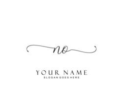 Initial NO beauty monogram and elegant logo design, handwriting logo of initial signature, wedding, fashion, floral and botanical with creative template. vector