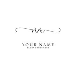 Initial NM beauty monogram and elegant logo design, handwriting logo of initial signature, wedding, fashion, floral and botanical with creative template. vector