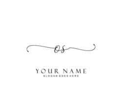 Initial OS beauty monogram and elegant logo design, handwriting logo of initial signature, wedding, fashion, floral and botanical with creative template. vector