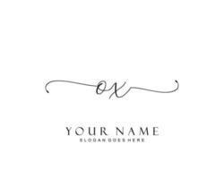 Initial OX beauty monogram and elegant logo design, handwriting logo of initial signature, wedding, fashion, floral and botanical with creative template. vector