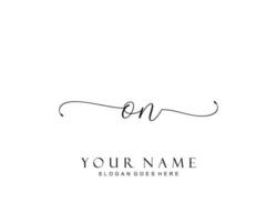 Initial ON beauty monogram and elegant logo design, handwriting logo of initial signature, wedding, fashion, floral and botanical with creative template. vector