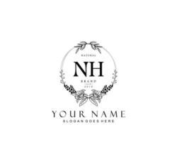 Initial NH beauty monogram and elegant logo design, handwriting logo of initial signature, wedding, fashion, floral and botanical with creative template. vector