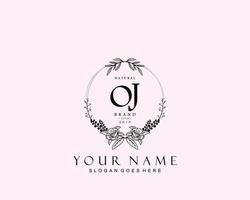 Initial OJ beauty monogram and elegant logo design, handwriting logo of initial signature, wedding, fashion, floral and botanical with creative template. vector