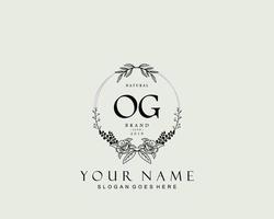 Initial OG beauty monogram and elegant logo design, handwriting logo of initial signature, wedding, fashion, floral and botanical with creative template. vector