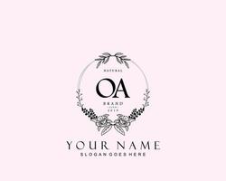 Initial OA beauty monogram and elegant logo design, handwriting logo of initial signature, wedding, fashion, floral and botanical with creative template. vector