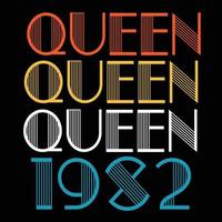 Queen Are Born In 1982 Vintage Birthday Sublimation Vector