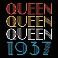 Queen Are Born In 1937 Vintage Birthday Sublimation Vector