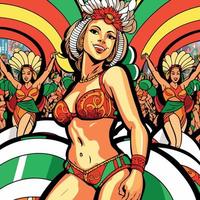 Costumed fictional character representing a fictional samba school vector