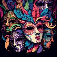 máscara veneciana colorida adornada vector
