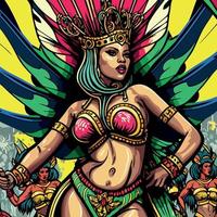 Costumed fictional character representing a fictional samba school vector