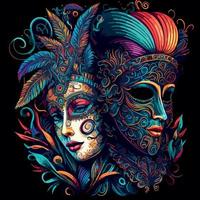 ornate colorful venetian mask vector