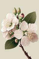 árbol de angiospermas de cerezo en flor vector