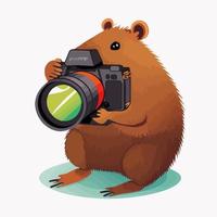 capybara photograph as a funny way to illustrate nature photographer vector