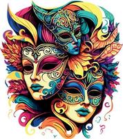 ornate colorful venetian mask vector