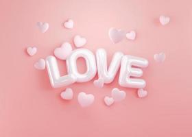 3d rendering. Letter L O V E pink heart  on pink color background. for valentine day design photo