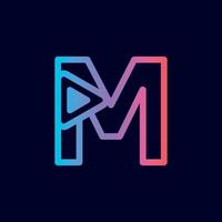 music logo design play brand letter M vector