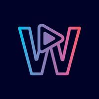 music logo design play brand letter W vector