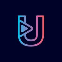 music logo design play brand letter U vector