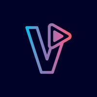 music logo design play brand letter V vector