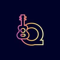 guitarra música logo diseño marca letra q vector