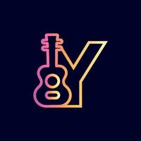 guitarra música logo diseño marca letra y vector