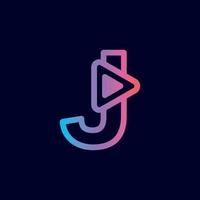 music logo design play brand letter J vector