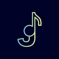 music note logo design brand letter J vector