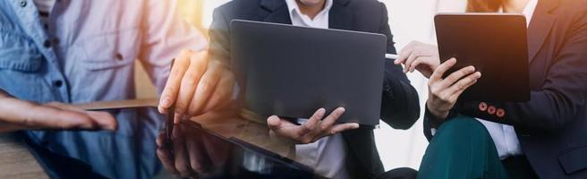 Businessman using mobile smart phone. Business global internet connection application technology and digital marketing, Financial and banking, Digital link tech, big data. photo