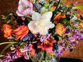 Bouquet of colorful garden flowers photo