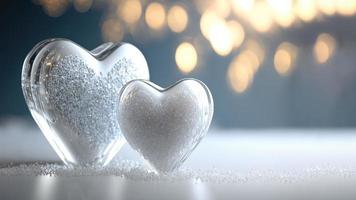 Heart shapes on abstract light glitter background in love concept for valentines day with sweet and romantic. Use for card banner photo