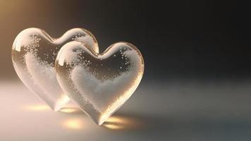 Heart shapes on abstract light glitter background in love concept for valentines day with sweet and romantic. Use for card banner photo