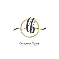 lb escritura inicial a mano y diseño de logotipo de firma con círculo. hermoso diseño de logotipo escrito a mano para moda, equipo, boda, logotipo de lujo. vector